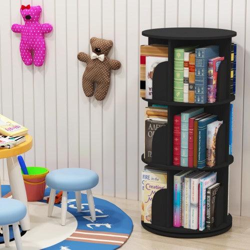 360° Rotating Stackable Shelves Bookshelf Organizer - Black (3-5 Levels) - Toytexx 360° Rotating Stackable Shelves Bookshelf Organizer - Black (3-5 Levels) - Toytexx
